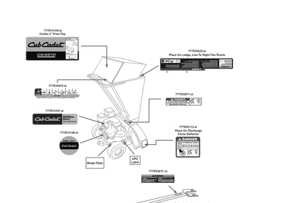 Part Location Diagram of 777D15164 Cub Cadet Label-Cs 2210 Hopper